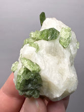 Load image into Gallery viewer, Electric Green Diopside on Quartz – Collector Mineral Specimen (Gilgit-Baltistan) Pakistan