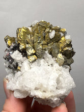 Load image into Gallery viewer, High-Grade Golden Pyrite, Galena & Sphalerite on Quartz | Collector Mineral Specimen | Madan Ore Field, Rhodope Mountains, Bulgaria