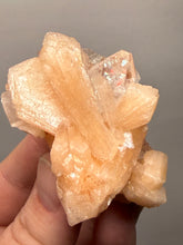 Load image into Gallery viewer, Gemmy Peach Stilbite Flower + Apophyllite on Red Heulandite — Maharashtra, India