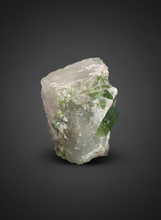 Load image into Gallery viewer, Vibrant Green Tourmaline on Quartz Crystal | Pegmatite Mineral Specimen from Pakistan