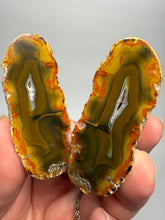 Load image into Gallery viewer, High-Grade Indonesian Sumatra Agate Pair – Vibrant Banded Chalcedony with Rich Color Zoning | Ethical Lapidary & Collector Display Specimens