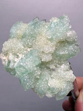 Load image into Gallery viewer, Luminous Mint Apophyllite with Glittering Druzy Sugar Quartz – India