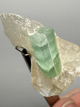 Load image into Gallery viewer, Mint Green Tourmaline on Quartz Matrix– Pegmatite Mineral Specimen from Pakistan