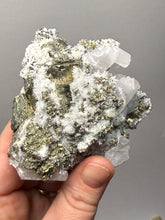 Load image into Gallery viewer, 3.5” New Find: Huanzala Mine Peru Sphalerite + Chalcopyrite + Apatite + Calcite + Quartz | Collector Display Specimen