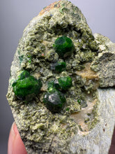 Load image into Gallery viewer, Gemmy Green Garnet on Matrix – Pakistan Collector Specimen