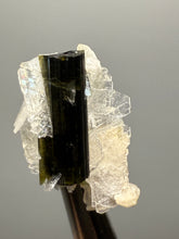 Load image into Gallery viewer, Dark Green Cap Stak Nala Tourmaline with Cleavelandite Flower – Haramosh Mountains, Pakistan | Thumbnail Specimen