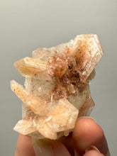 Load image into Gallery viewer, Red Heulandite on
Pink Stilbite with Druzy Frosted Optical Calcite — India Zeolite Specimen
