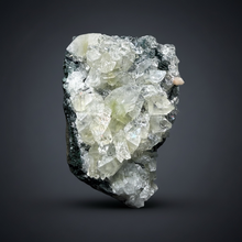 Load image into Gallery viewer, High-Grade Green Apophyllite with Pink Stilbite on Black Chalcedony – Deccan Traps, India