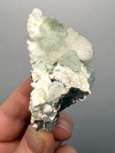 Load image into Gallery viewer, High-Grade Gemmy Green Apophyllite on White Stilbite | Deccan Traps, Maharashtra, India