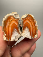 Load image into Gallery viewer, High-Grade Indonesian Sumatra Agate Pair – Vibrant Banded Chalcedony with Rich Color Zoning | Ethical Lapidary & Collector Display Specimens