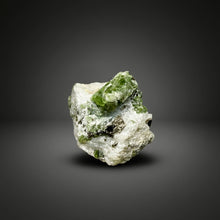 Load image into Gallery viewer, Electric Green Diopside on Quartz – Collector Mineral Specimen (Gilgit-Baltistan) Pakistan