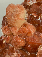 Load image into Gallery viewer, Rare Red Apophyllite + Druzy Red Stilbite Flowers — Deccan Traps, India