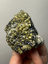 Load image into Gallery viewer, 3” New Find: Huanzala Mine Peru Sphalerite + Chalcopyrite + Apatite + Calcite + Quartz | Collector Display Specimen
