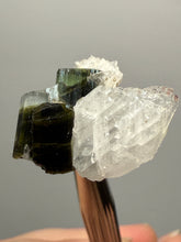 Load image into Gallery viewer, Blue Cap Dark Green Stak Nala Tourmaline and Cleavelandite – Haramosh Mountains, Pakistan | Thumbnail Specimen