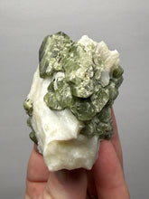 Load image into Gallery viewer, Electric Green Diopside on Quartz – Collector Mineral Specimen (Gilgit-Baltistan) Pakistan