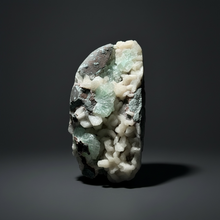 Load image into Gallery viewer, High-Grade Gemmy Green Apophyllite on White Stilbite | Deccan Traps, Maharashtra, India