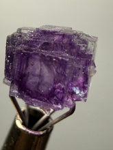 Load image into Gallery viewer, Rhodochrosite + Quartz on Purple Isometric Fluorite (Thumbnail Specimen) | Wutong Mine, China