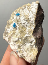 Load image into Gallery viewer, Rare Electric Blue Pentagonite on Druzy Matrix – Collector Mineral Specimen | India