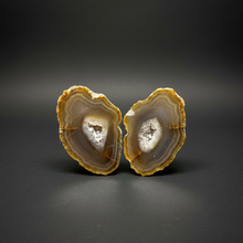Load image into Gallery viewer, Indonesian Sumatra Agate Pair – Vibrant Banded Chalcedony with Rich Color Zoning and Quartz| Ethical Lapidary & Collector Display Specimens