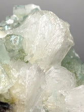 Load image into Gallery viewer, High-Grade Gemmy Green Apophyllite on White Stilbite | Deccan Traps, Maharashtra, India