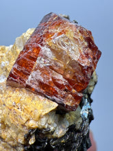 Load image into Gallery viewer, Naturally Faceted Zircon Crystal on Pegmatite–Biotite Matrix • Pakistan Mineral Specimen