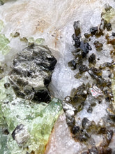 Load image into Gallery viewer, Electric Green Diopside on Quartz – Collector Mineral Specimen (Gilgit-Baltistan) Pakistan