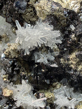 Load image into Gallery viewer, 5.1” New Find: Huanzala Mine Peru Sphalerite + Chalcopyrite + Apatite + Calcite + Quartz | Collector Display Specimen