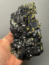 Load image into Gallery viewer, 6.1” New Find: Huanzala Mine Peru Sphalerite + Chalcopyrite + Apatite + Calcite + Quartz | Collector Display Specimen