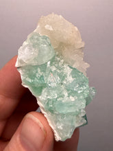 Load image into Gallery viewer, High-Grade Gemmy Green Apophyllite on White Stilbite | Deccan Traps, Maharashtra, India