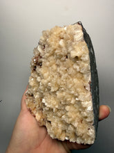 Load image into Gallery viewer, Shiny Peach Stilbite on Druzy Red Heulandite – High-Grade Collector Mineral Specimen from India