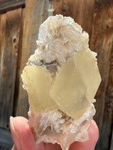 Load image into Gallery viewer, Golden Yellow “Diamond” Calcite on Pearl Heulandite Matrix | Maharashtra, India