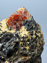 Load image into Gallery viewer, Naturally Faceted Zircon Crystal on Pegmatite–Biotite Matrix • Pakistan Mineral Specimen