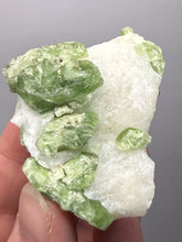 Load image into Gallery viewer, Electric Green Diopside on Quartz – Collector Mineral Specimen (Gilgit-Baltistan) Pakistan