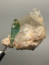 Load image into Gallery viewer, Blue Indicolite & Mint Green Tourmaline on Quartz Matrix – Pegmatite Mineral Specimen from Pakistan