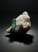Load image into Gallery viewer, Blue Indicolite & Mint Green Tourmaline on Quartz Matrix – Pegmatite Mineral Specimen from Pakistan
