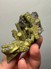 Load image into Gallery viewer, Chalcopyrite Botryoidal Stalactites on Calcite – Cabinet Specimen | Tongshankou Mine, Edong, Daye, Huangshi Prefecture, Hubei Province, China