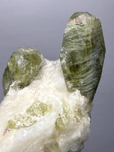 Load image into Gallery viewer, Electric Green Diopside on Quartz – Collector Mineral Specimen (Gilgit-Baltistan) Pakistan