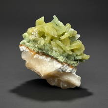 Load image into Gallery viewer, High-Grade Green Heulandite on Peach Stilbite Crystal Cluster | Deccan Traps, Maharashtra, India | Collector Mineral Specimen