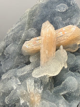 Load image into Gallery viewer, Pink Stilbite Druzy on Botryoidal Blue Chalcedony | High-Grade Mineral Collector Specimen