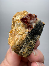 Load image into Gallery viewer, Naturally Faceted Zircon Crystal on Pegmatite–Biotite Matrix • Pakistan Mineral Specimen