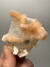 Load image into Gallery viewer, Pink Stilbite with Druzy Frosted Optical Calcite — India Zeolite Specimen