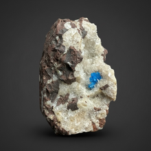 Load image into Gallery viewer, Rare Electric Blue Pentagonite on Druzy Matrix – Collector Mineral Specimen | India