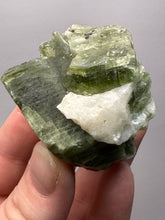 Load image into Gallery viewer, Electric Green Diopside on Quartz – Collector Mineral Specimen (Gilgit-Baltistan) Pakistan