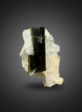 Load image into Gallery viewer, Dark Green Cap Stak Nala Tourmaline with Cleavelandite Flower – Haramosh Mountains, Pakistan | Thumbnail Specimen