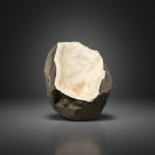 Load image into Gallery viewer, Golden Calcite on Druzy Chalcedony — Deccan Traps, Maharashtra, India