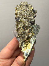 Load image into Gallery viewer, 4” New Find: Huanzala Mine Peru Sphalerite + Chalcopyrite + Apatite + Calcite + Quartz | Collector Display Specimen