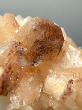 Load image into Gallery viewer, Red Heulandite on Pink Stilbite on Druzy Black Chalcedony – Zeolite Mineral Specimen (India)