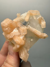 Load image into Gallery viewer, Pink Stilbite with Druzy Frosted Optical Calcite — India Zeolite Specimen