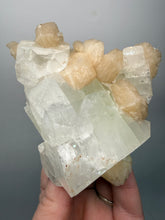Load image into Gallery viewer, High-Grade Light Green Apophyllite on Pink Stilbite Zeolite | Indian Collector Mineral Specimen