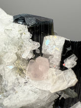 Load image into Gallery viewer, Blue Cap Dark Green Stak Nala Tourmaline With Pink Morganite on Cleavelandite Matrix – Haramosh Mountains, Pakistan